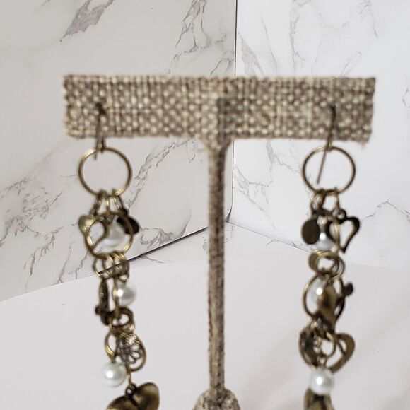 Dangling Heart Charms French Hook Earrings Valentine's Day - Picture 3 of 6